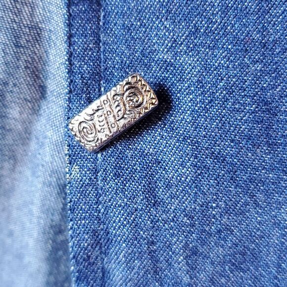 VINTAGE TANTRUM EMBROIDERED DENIM JEAN BLAZER JACKET FLORAL BOHO ARTSY 70s SZ PM - Picture 4 of 8